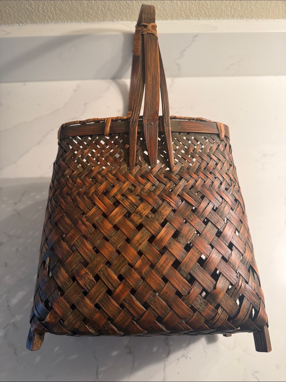 Vintage Handwoven Wicker basket with handle